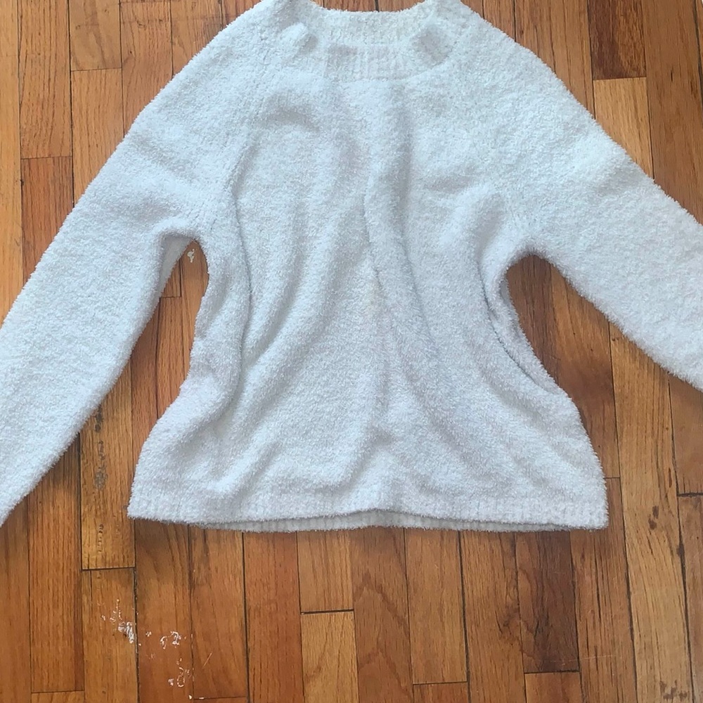 White fuzzy sweater!!